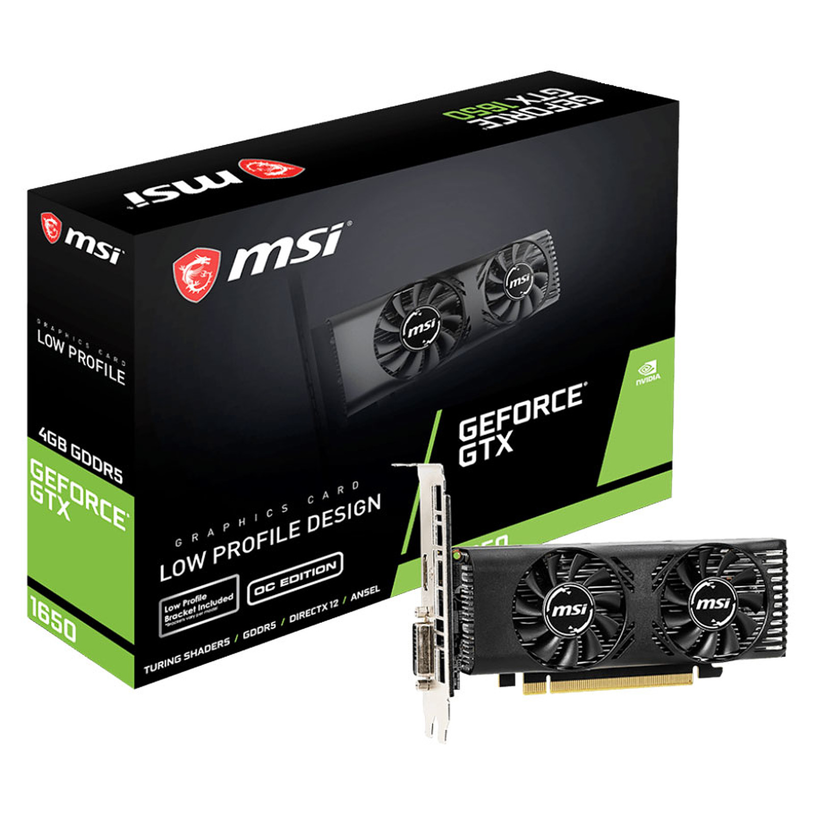 Carte graphique MSI GeForce GTX 1650 4GT LP OC PCIe 3.0, informatique reunion, informatique ile de la Runion 974